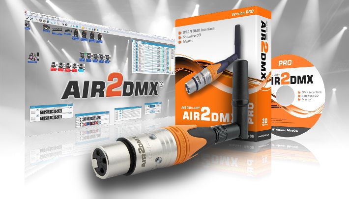 AIR2DMX PRO Paket mit WLAN-Interface, Software-CD und Anleitung
