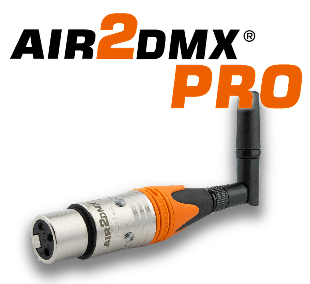 AIR2DMX PRO WLAN ArtNet Node mit Antenne und XLR-Anschluss
