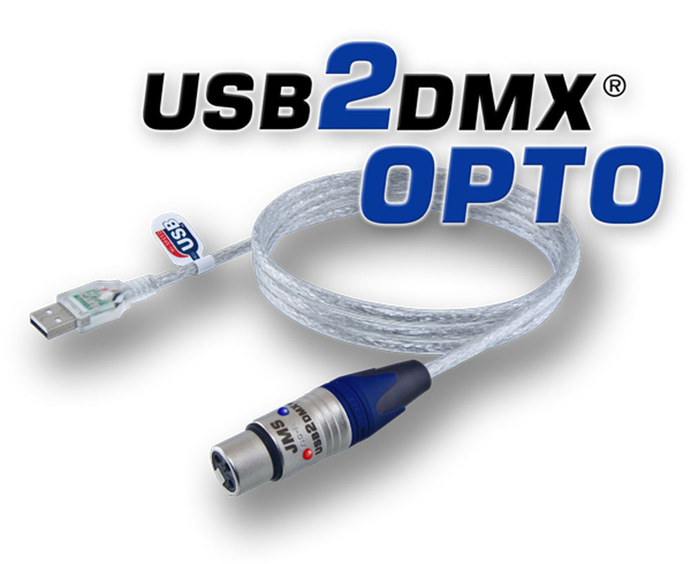 USB2DMX OPTO Interface mit XLR-Stecker und Signal-LEDs